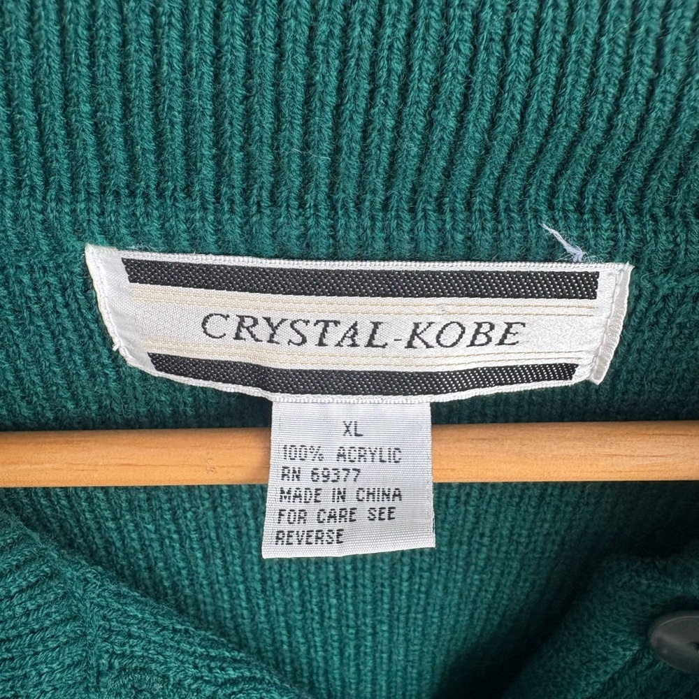 Crystal-Kobe Green Leaf Cardigan Sweater Size XL - Picture 2 of 4